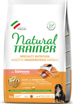 NATURAL TRAINERT DOG SENSITIVE NO GLUTEN PUPPY & JUNIOR MEDIUM/MAXI SALMON 3KG - полнорационный и сбалансированный корм для щенков средних и крупных пород (925242)