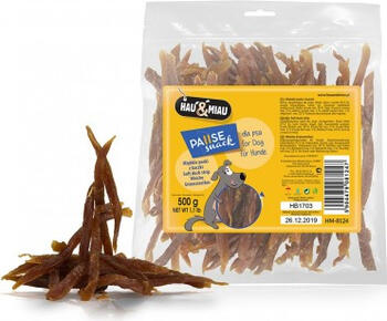 HAU & MIAU soft duck strips, 500 g - дополнительный корм для собак, сушеные полоски утиного мяса (HM-8124)