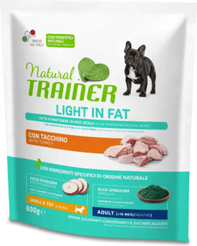 NATURAL TRAINER DOG ADULT WEIGHT CARE SMALL&TOY TURKEY 0,8 KG - Pilnvertīga sausā barība ar tītaru svara kontrolei pieaugušiem mazo un ļoti mazo šķirņu suņiem (925219)