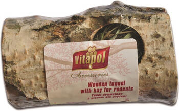 Vitapol COMPLEMENTARY WOODEN TUNNEL with hay for rodents - size S 1pc - Koka tunelis ar sienu grauzējiem. (ZVP-6100)
