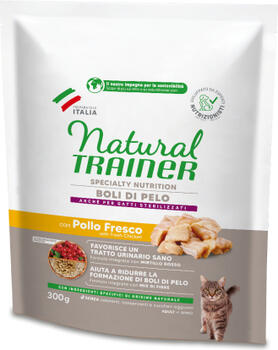 NATURAL TRAINER CAT HAIRBALL BOLI DI PELO CHICKEN 300 GR - для взрослых кошек, склонных к образованию комков шерсти в желудочно-кишечном тракте (967498)
