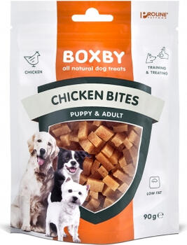 BOXBY CHICKEN BITES 90g - дополнительный корм для собак от 9 месяцев, кусочки курицы. (8511011038)