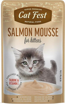 CatFest Kitten Salmon Mousse 70g - Влажный прикорм с лососем, мягкая вспененная текстура, идеально подходит для маленьких котят (79218985)