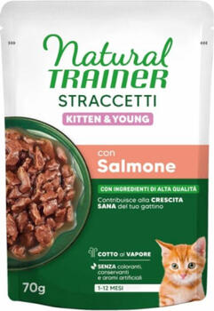 NATURAL TRAINER STRACCETTI KITTEN SALMON 70 G - консервированный корм для котят от 1 до 12 месяцев (28gb) (968080)