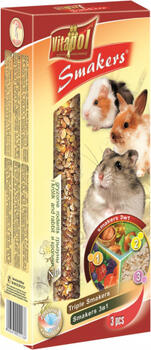 STANDARD Smakers 3in1 for rodens and rabbit 3pcs 135g - Vitapol nūjiņas 3in1 ar meža ogām, riekstiem/popkornu. (ZVP-1113)