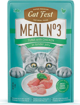 Catfest Cat Fest kons. Meal Nr3 Tuna with chicken in tender jelly 50g - консервированный влажный корм для кошек, тихоокеанский тунец и курица в нежном желе. (79217957)