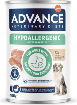 ADVANCE VETERINARY DIET DOG HYPOALLERGENIC DUCK 400G - КОНСЕРВЫ ДЛЯ СОБАК С ПИЩЕВОЙ НЕПЕРЕНОСИМОСТЬЮ И АЛЛЕРГИЕЙ (967601)