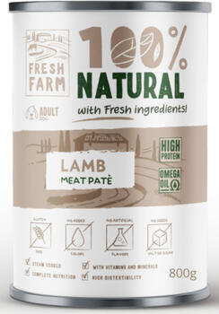 PREFERA Fresh Farm Dog Smooth pate with lamb 800 gr - pilnvērtīga barība, pastētes veida konservi suņiem, ar jēra gaļu. (FFSPL1002.8)