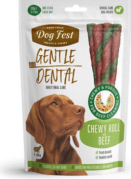 Dogfest Dog Fest Dental Chewy roll with beef for adult dogs, 100g - дополнительный корм для собак, жевательный рулет с говядиной для взрослых собак, 100 г (79212648)