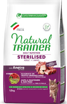 NT CAT ADULT STERILISED DUCK 1,5 KG - полноценный и сбалансированный корм для стерилизованных взрослых кошек, в возрасте старше 1 года (965694)