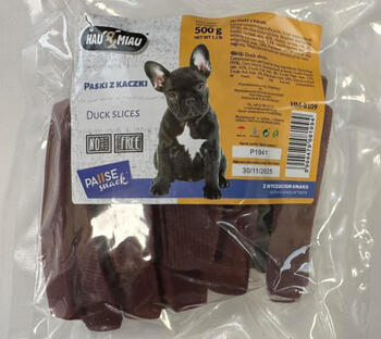 HAU & MIAU duck slices 500g - дополнительный корм для взрослых собак, утиное филе (HM-8109)