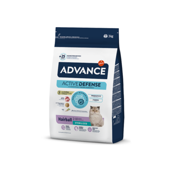 ADVANCE CAT STERILIZED HAIRBALL 3.0KG - ДЛЯ ВЗРОСЛЫХ КОШЕК (ИНДЮШКА И РИС) (923915)