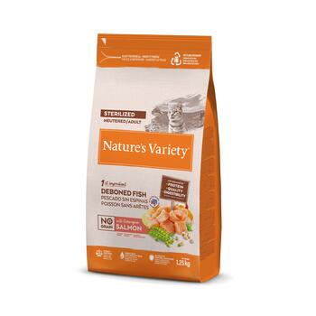 NV Cat No Grain Adult Sterilized Norwegian Salmon 1,25 кг — полнорационный сухой корм для взрослых стерилизованных кошек, беззерновой, с очищенным от костей норвежским лососем (927181)