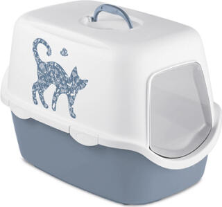 Stefanplast Kaķu tualete CATHY GRIFFE MEOW (zils/balts) (98692)