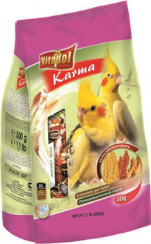 Vitapol STANDARD foil complete food for cockatiel 500g - pilnvērtīga barība vidējiem papagaiļiem. (ZVP-0221)