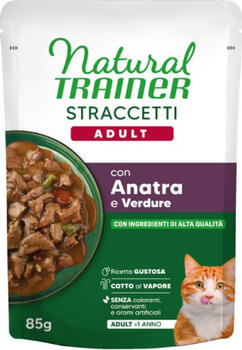 NATURAL TRAINER WET CAT ADULT DUCK 85 G - полнорационный влажный корм для взрослых кошек, кусочки утиного мяса в соусе (22gb) (968204)