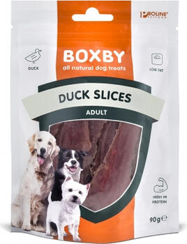 BOXBY DUCK SLICES for DOGS 90g — дополнительный корм для взрослых собак, кусочки с утиным мясом. (8511010796)