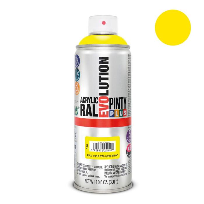 Akrila krāsa aerosolā dzeltena RAL 1018 Evolution PintyPlus 400 ml. (1018EV)