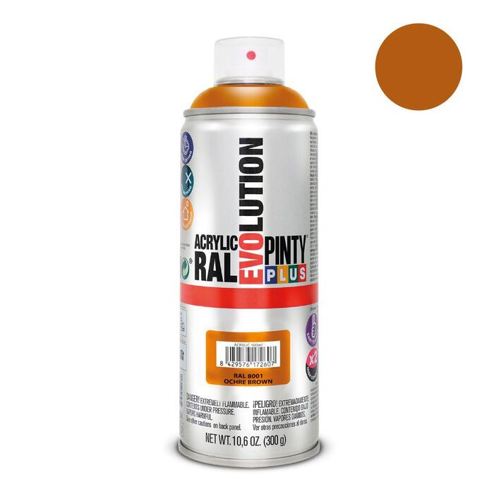 Akrila krāsa aerosolā brūna RAL 8001 Evolution PintyPlus 400ml (8001EV)