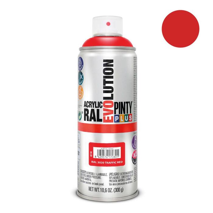 Akrila krāsa aerosolā sarkana RAL 3020  Evolution PintyPlus 400ml (3020EV)