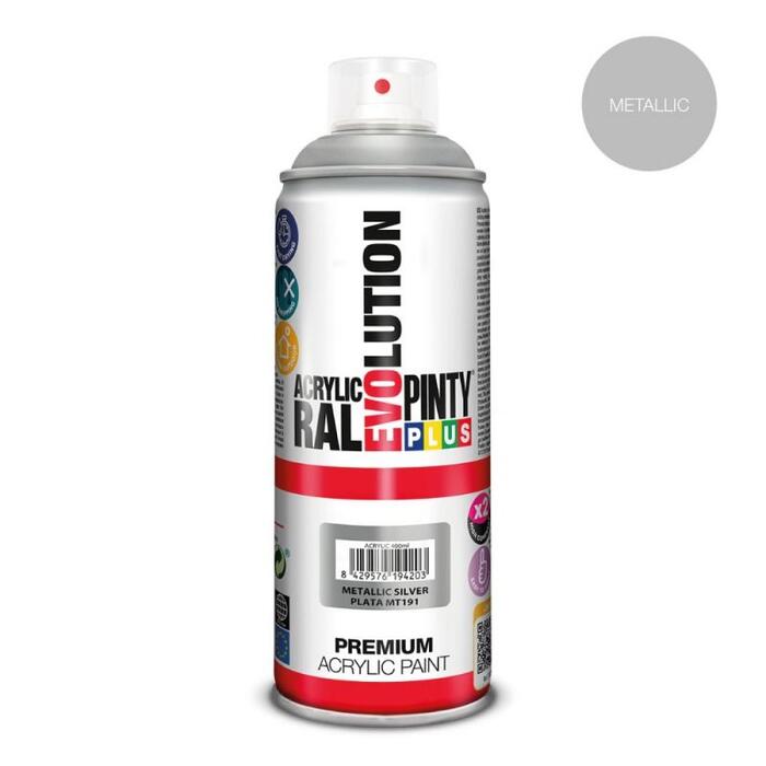 Alumīnija metāliska efekta Akrila krāsa aerosolā Evolution PintyPlus 400ml (191MT)