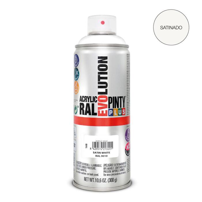 Akrila krāsa aerosolā satīna balts RAL
