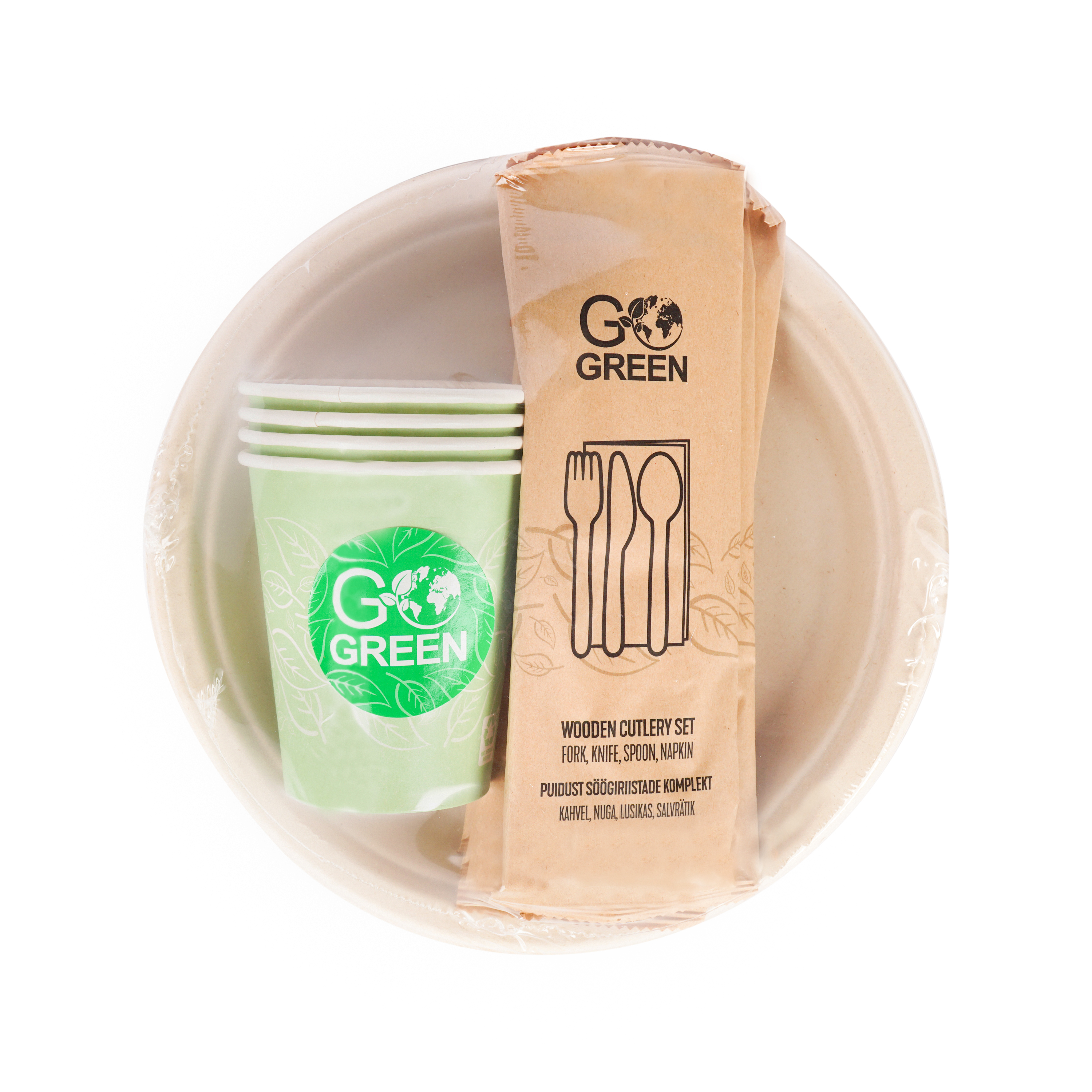 Kompostējams piknika trauku komplekts 4 personām Go Green/ 0,14kg (1901087)