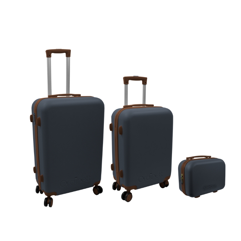 Čemodānu komplekts 3 gab. 60L (42x25x64cm) + 43L ( 36x23x56cm) + 15L (24x17x33cm) pelēks (128228007)