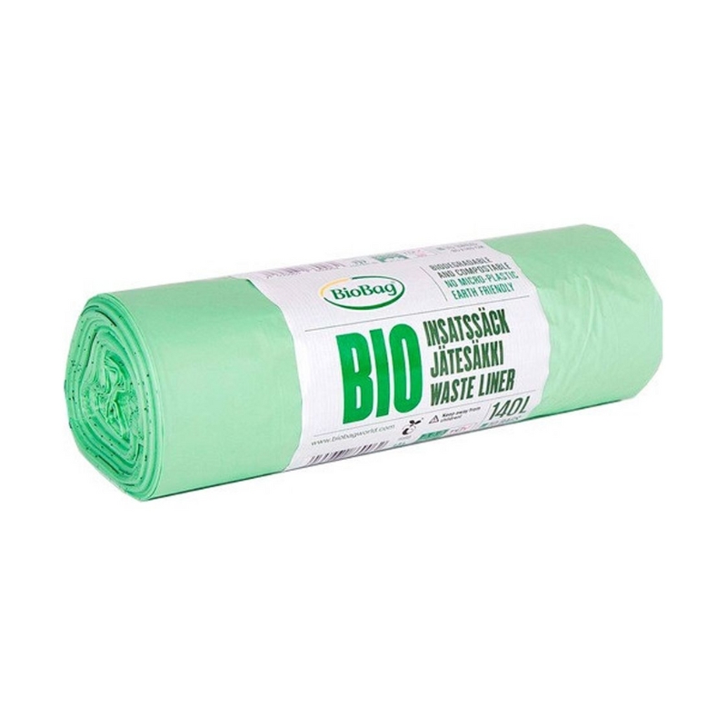 Компостируемые мусорные мешки BioBag 140 л (3 шт. в рулоне) 17 мкр. 87х130 см, зеленые. (35183226)