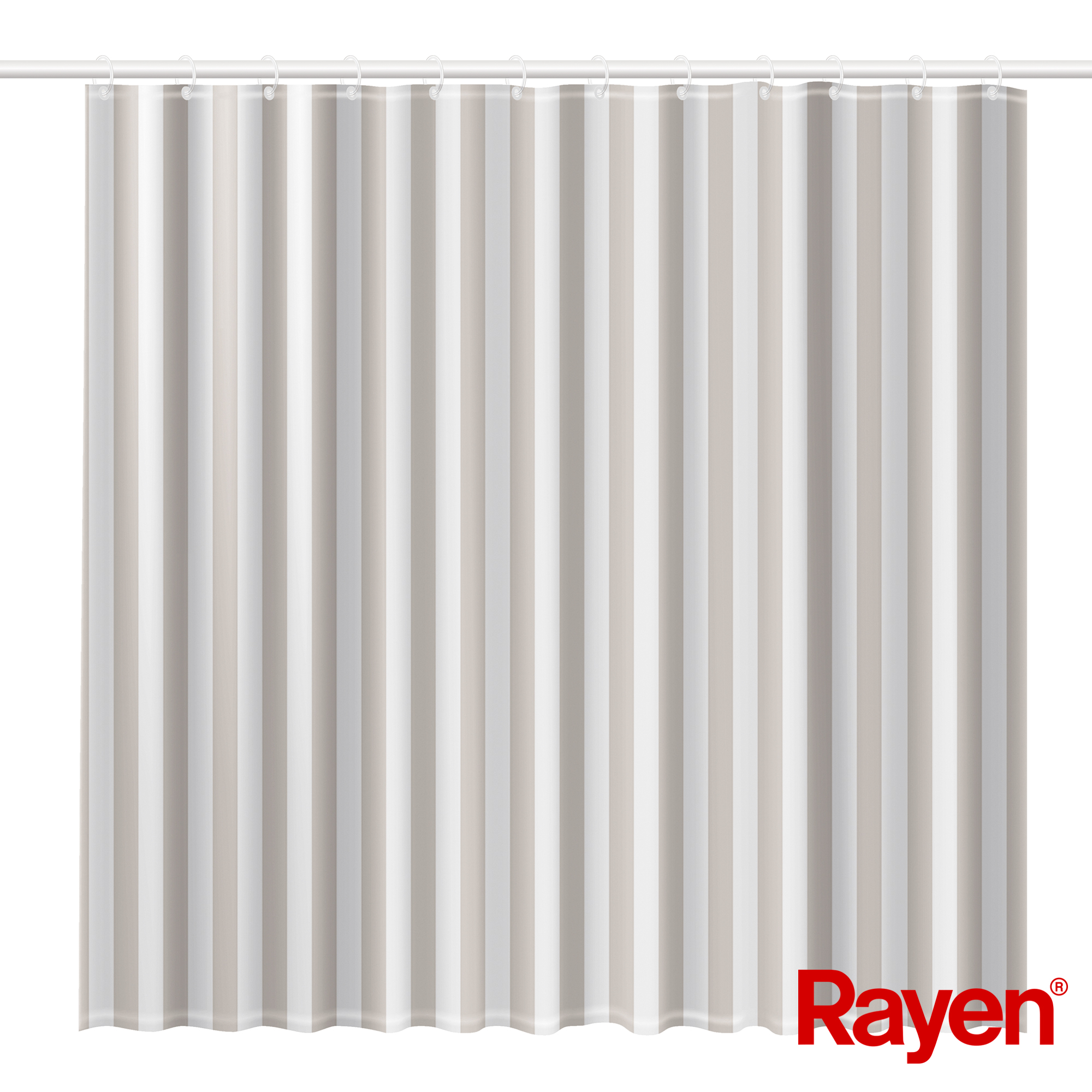 RAYEN Dušas aizkars 180x200cm balts/bēšs, PEVA