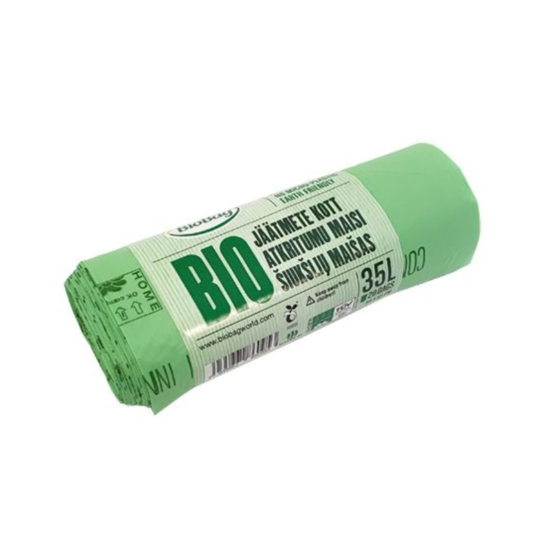 Компостируемые мусорные пакеты BioBag 35 л (20 шт. в рулоне) 20 м², 54х53 см, зеленые. (35186095)