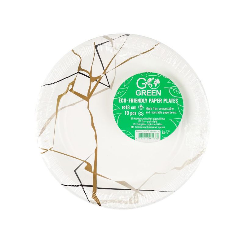 GoGreen Ekoloģiski papīra šķīvji Marble Go