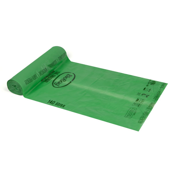 Компостируемые мусорные мешки BioBag 120/140 л (16 шт. в рулоне) 17 м², 87 x 150 см, зеленые. (35186581)