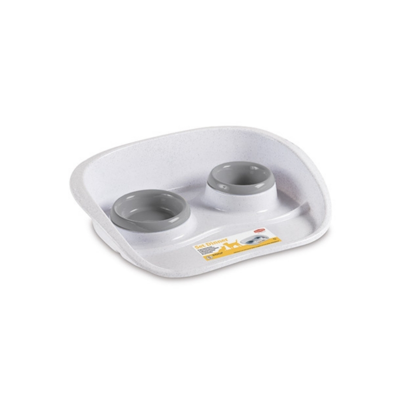 Barības bļodu komplekts Set Dinner 0,25+0,35L 46x35x11cm pelēks (2197771)