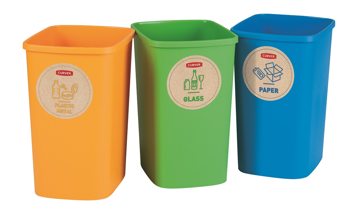 Комплект мусорников, без крышки Deco Flip Bin 3x10L синий / зеленый / желтый (0802173999)