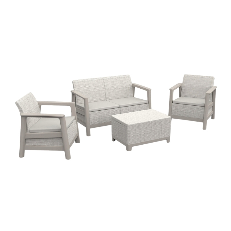 Dārza mēbeļu komplekts Scandi Linea 2 Seater Set oļu pelēks/gaiši bēšs (29214644ECO)