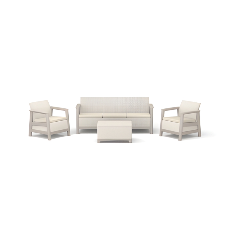 Dārza mēbeļu komplekts Scandi Linea 3 Seater Set oļu pelēks/gaiši bēšs (29214645ECO)