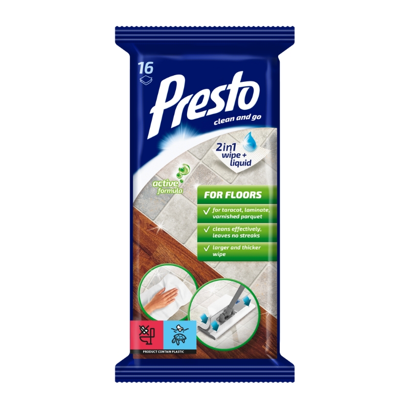 Presto Mitrās salvetes grīdām 16 gab