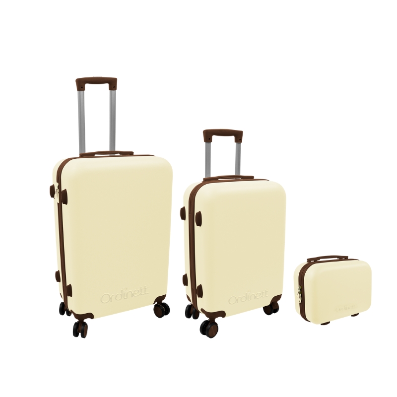 Čemodānu komplekts 3 gab. 60L (42x25x64cm) + 43L ( 36x23x56cm) + 15L (24x17x33cm) balts (128228006)