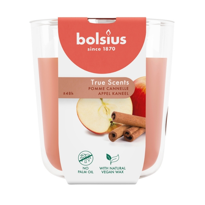 Ароматическая свеча в стеклянном стакане True Scents Ø97x85 мм, яблоко-коричное. (37940395)