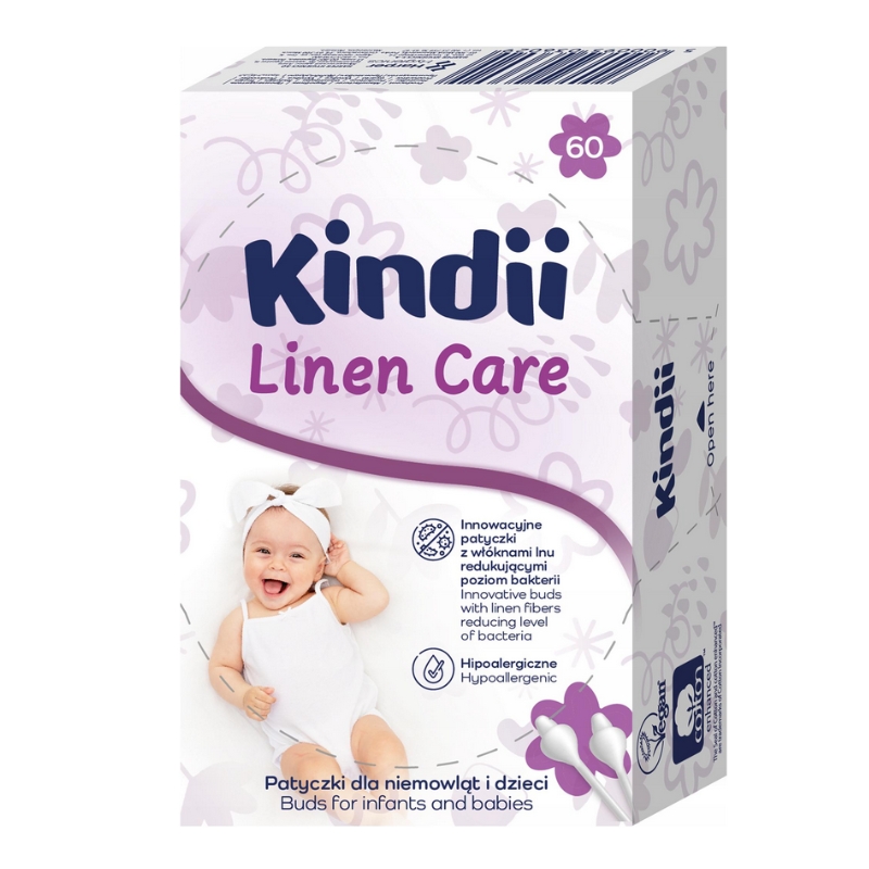 Vates kociņi mazuļiem Kindii Linen Care 60 gab.  (2210211601)