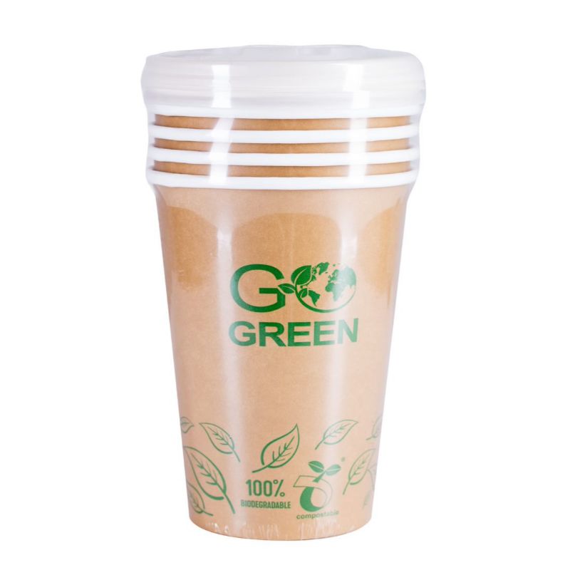 Kompostējamie ēdienu trauki ar vāciņiem Go Green 940ml 5gab./ 0,131kg (1900885)