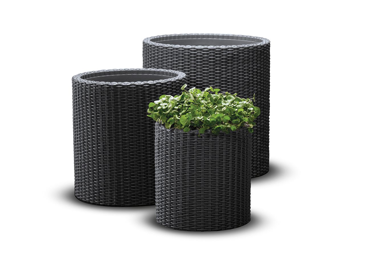 Puķu podu komplekts Cylinder Planters S+M+L pelēks (29197934939)