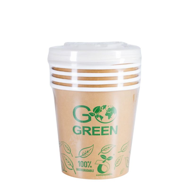 Kompostējamie ēdienu trauki ar vāciņiem Go Green 700ml 5gab./ 0,115kg  (1900884)