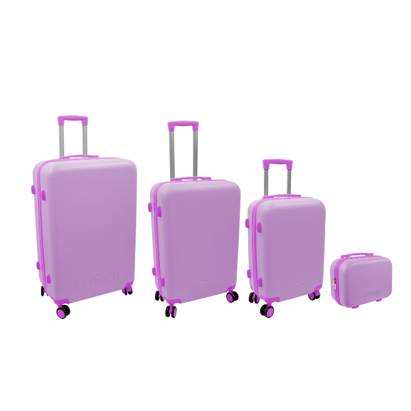 Набор чемоданов из 4 штук 98L (48x29x75cm) + 60L (42x25x64cm) + 43L ( 36x23x56cm) + 15L (24x17x33cm) розовый (128228009)