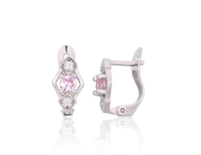 Sudraba auskari ar `angļu` slēdzēju #2200787(PRh-Gr)_CZ+CZ-PI