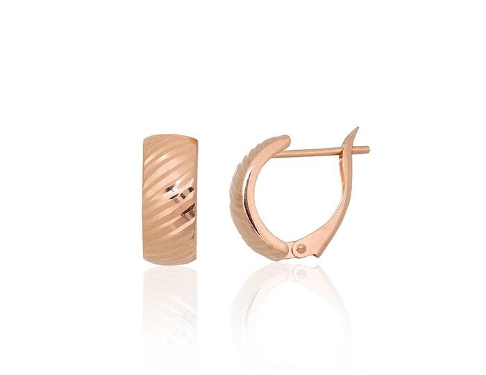Золотые серьги на английском замке #1201757(Au-R), Красное Золото 585°. Вес: 1.69
