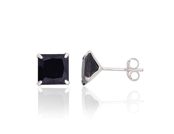 Серебряные серьги-пуссеты #2202631_CZ-BK, Серебро 925°, Цирконы. Вес: 1.4