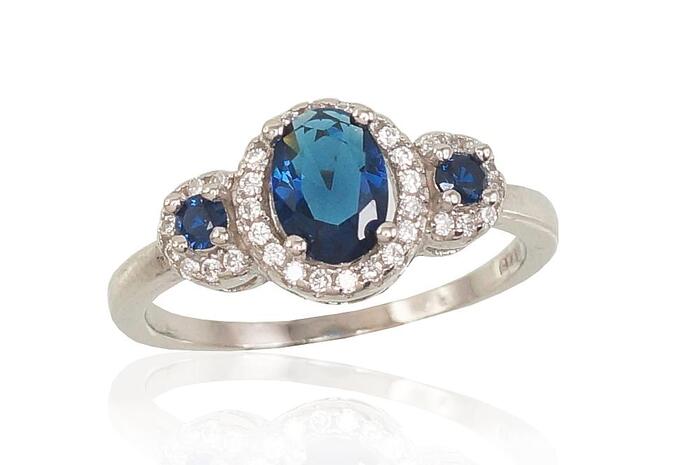 Sudraba gredzens #2101554(PRh-Gr)_CZ+CZ-DB, Sudrabs 925°, rodijs (pārklājums), Cirkoni. Izmērs: 16.5. Svars: 2.7