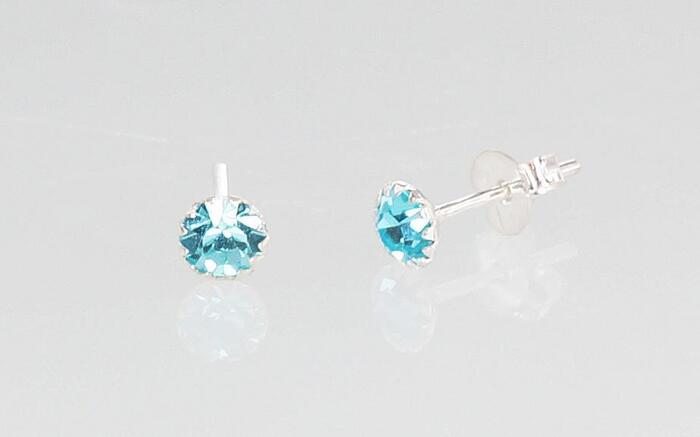 Серебряные серьги-пуссеты #2202664_CZ-AQ, Серебро 925°, Цирконы. Вес: 0.4